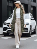 Dámská dlouhá prošívaná zelená vesta FashionStreet TY5264
