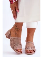 S.Barski Síťované pantofle na podpatku KV-612-1 Nude S.Barski Síťované pantofle na podpatku KV-612-1 Nude