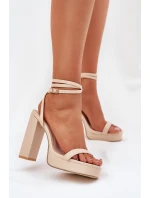 Dámské Sandály Na Podpatku S Páskem Béžové Fevenne Dámské Sandály Na Podpatku S Páskem Béžové Fevenne
