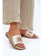 Dámské Sandály Na Plochém Podpatku S Ozdobou KV51-089 Zlaté