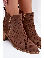 Dámské perforované kotníkové boty Vinceza 58621 Hnědé