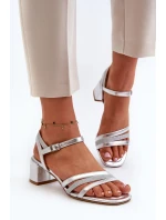 Dámské sandály na nízkém podpatku vyrobené z eko kůže Sergio Leone Silver Dámské sandály na nízkém podpatku vyrobené z eko kůže Sergio Leone Silver