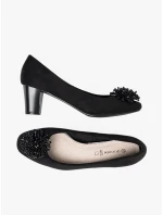 Módní dámské  lodičky černé na širokém podpatku