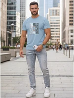 Pánské modré bavlněné tričko s potiskem Revolution FashionStreet NX0143R
