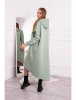 Zateplené šaty s kapucí tmavě mátové Zateplené šaty s kapucí tmavě mátové