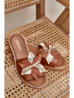 Pantofle S Dekorací Přírodní Kůže Zazoo 3574/Z Camel