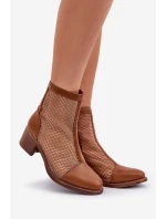 Síťované Dámské Boty Na Podpatku Hnědé Lithyia