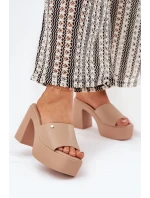 Dámské Sandały Z Eko Kůže Na Podpatku A Platformě Khaki Tamirella