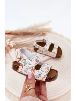 Dětské sandály na korkové podrážce s přezkami dinosauři multikolor Thessa