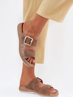 Dámské Pantofle S Přezkou A Suchým Zipperem Hnědé INBLU MK000013