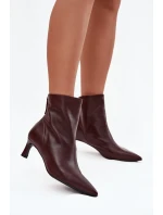 Dámské kozačky z pravé kůže na podpatku D&A CR52-661 bordó