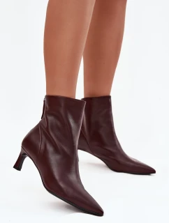 Dámské kozačky z pravé kůže na podpatku D&A CR52-661 bordó