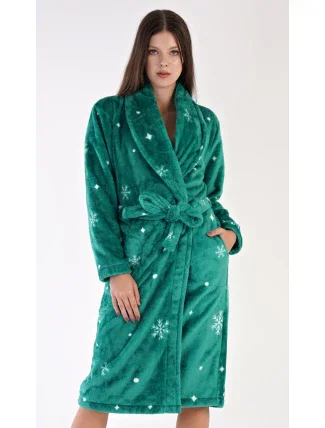 Dámský župan dlouhý se šálovým límcem Vločky Dámský župan dlouhý se šálovým límcem Vločky