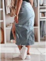 Džínová midi sukně s rozparkem MORETES modrá FashionStreet CY0481 Džínová midi sukně s rozparkem MORETES modrá FashionStreet CY0481