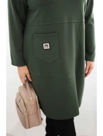 Dámské šaty Plus Size máslo s kapsou a rukávem 3/4 khaki