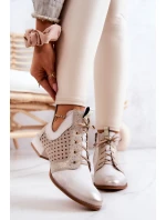 Kožené kozačky Maciejka 05541-25 Světle béžová