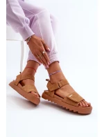 Dámské semišové sandály na platformě Big Star NN274705 Hnědé