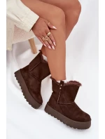 Dámské Sněhule Na Platformě S Kožíškem Čokoládové Evelira
