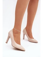 Dámské eko-kožené lodičky Sergio Leone – světle béžové Dámské eko-kožené lodičky Sergio Leone – světle béžové