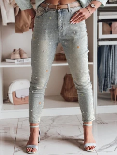 Dámské džínové kalhoty s květinovým vzorem PERLAON blue FashionStreet UY2477