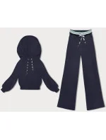 Tmavě modrý žebrovaný dámský komplet (AMG-341A) Tmavě modrý žebrovaný dámský komplet (AMG-341A)