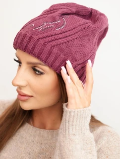 Dámská zimní čepice s vlnou volného střihu K442 fialová