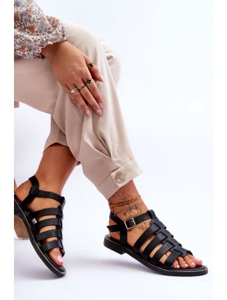 Kožené Sandály S řemínky Černe Lawren