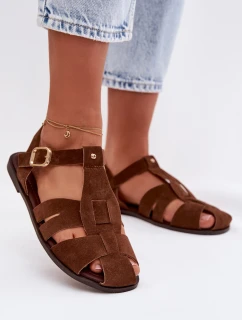 Dámské římské sandály Ploché Hnědé Belanessa