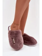 Dámské huňaté pantofle – tmavě fialové Belinna