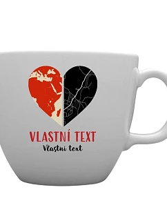 Personalizovaný MEGA XXL keramický hrnek 1 000 ml - Dvě místa, jedno srdce