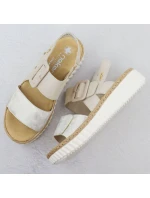 Dámské sandály na podpatku béžové Rieker 69260-60 Dámské sandály na podpatku béžové Rieker 69260-60