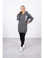 Mikina s kapucí a nášivkami grafitová Mikina s kapucí a nášivkami grafitová