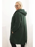 Dámská mikina zateplená Plus Size s kapucí a véčkovým výstřihem hnědá