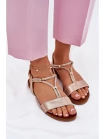 Dámské Plátěné Sandály S Pásky S.Barski KV51-120 Růžové Zlato