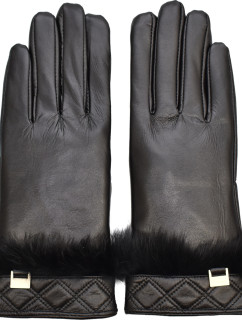 Semiline Dámské kožené antibakteriální rukavice P8208 Black