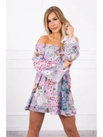 Španělské květinové fialové šaty