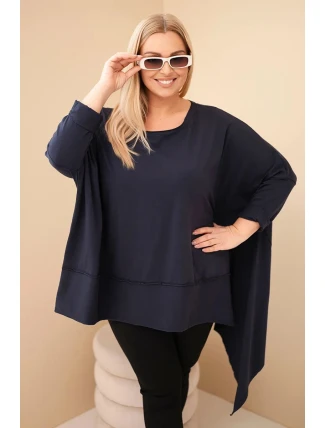 Dámská tunika Plus Size z bavlny s asymetrickým spodním lemem granátová