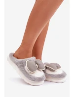 Plyšové Pantofle S Mašlí Šedé Grilis