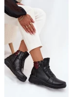 Kožené dámské kotníkové boty s podpatkem vyhřívané Vinceza 39963 Černé