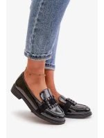 Lakované Dámské Mokasíny s Ozdobou Černé Vinceza
