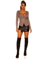 Dámský sexy svetřík se zavinovacími prvky IN-1537 Šedá - Koucla Dámský sexy svetřík se zavinovacími prvky IN-1537 Šedá - Koucla