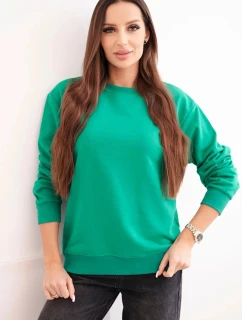 Dámská mikina s okrouhlým výstřihem basic z bavlny světle zelená