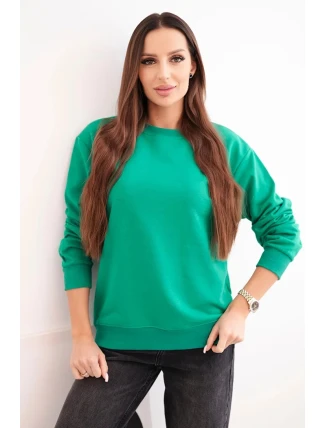 Dámská mikina s okrouhlým výstřihem basic z bavlny světle zelená