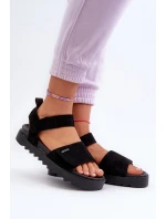 Dámské Semišové Sandály Na Platformě Big Star NN274700 Černé