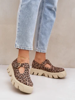 Semišové Polobotky S Přezkou V Panteře Zazoo 20183 Hnědé