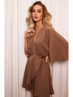 M785 Rozšířené mini šaty - čokoládové