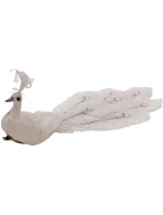 DEKORATIVNÍ PÁV NA SPONĚ NA CETKY BÍLÝ