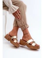 Zazoo 40412 Kožené Elegantní Dámské Žabky S Ozdobou Zlaté