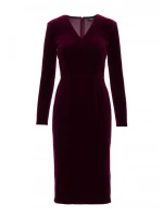 M889 Sametové šaty na tělo - bordó
