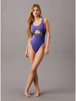 Dámské jednodílné plavky KW0KW02640 C86 modré - Calvin Klein